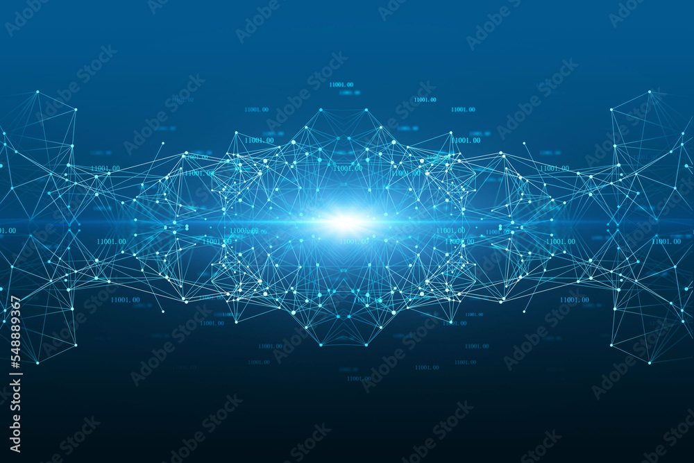 Obraz premium Abstract futuristic technology background. Wireless network and Connection technology concept. technology big data background concept.