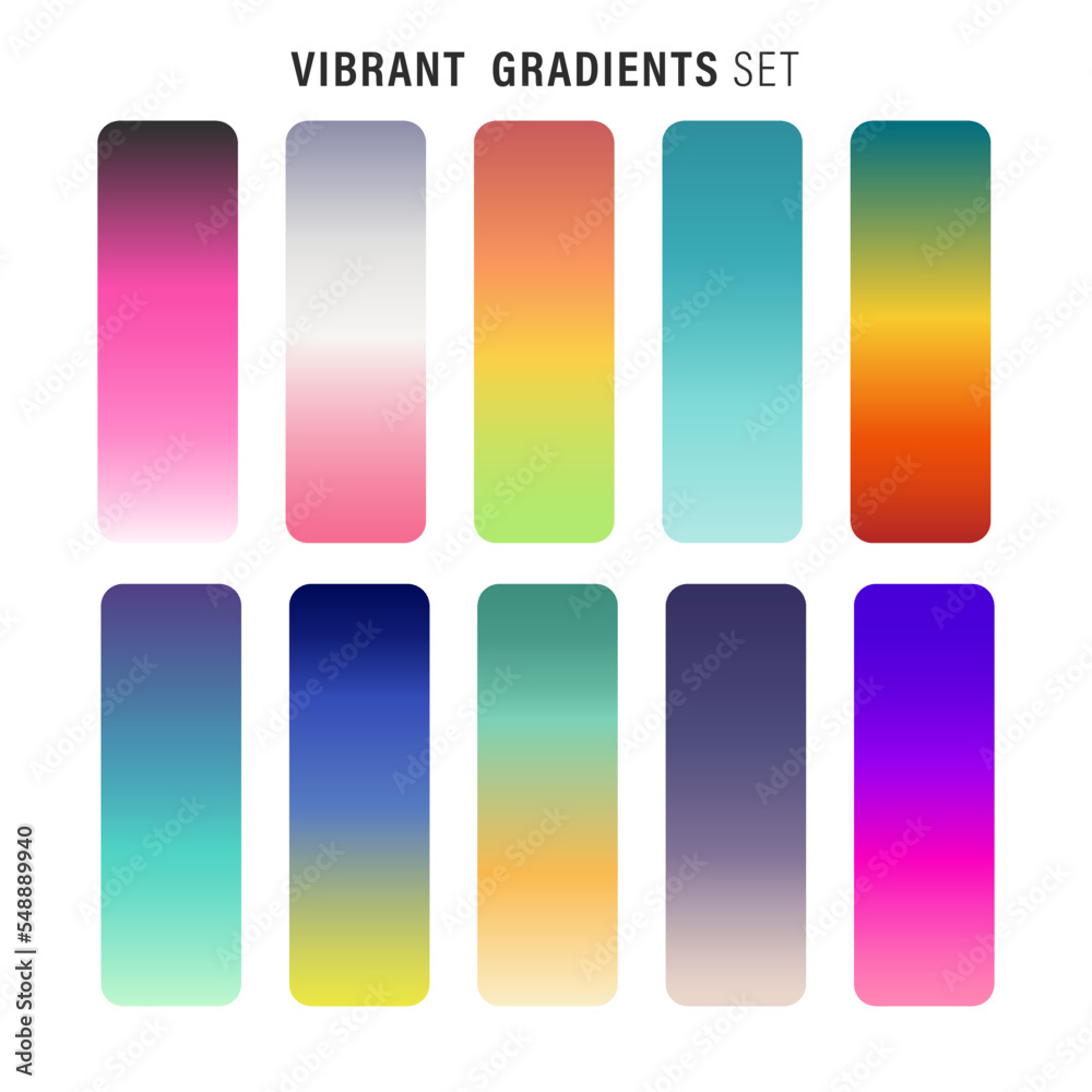 Vibrant colorful gradients pallete. An example of a bright color swatches. Vibrant colorful gradients pallete. An example of a bright color swatches.