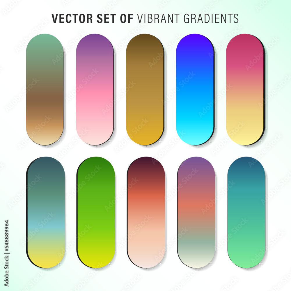 Vibrant colorful gradients pallete. An example of a bright color swatches. Vibrant colorful gradients pallete. An example of a bright color swatches.
