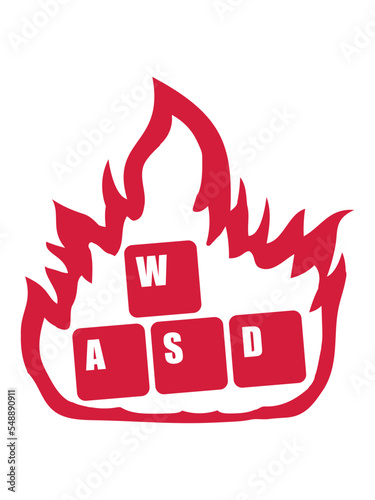 Flammen Nerd Computer WASD 