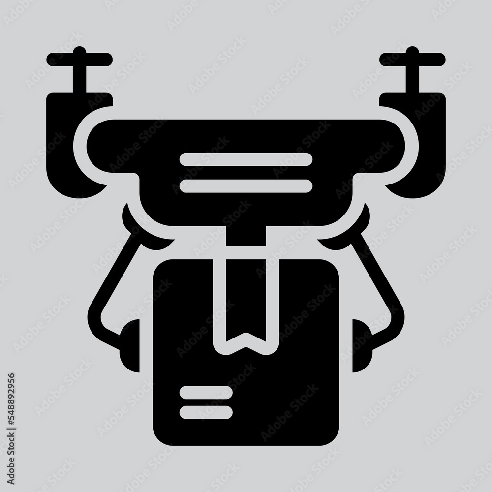 Drone delivery icon in solid style about logistics, use for website mobile app presentation Drone delivery icon in solid style about logistics, use for website mobile app presentation