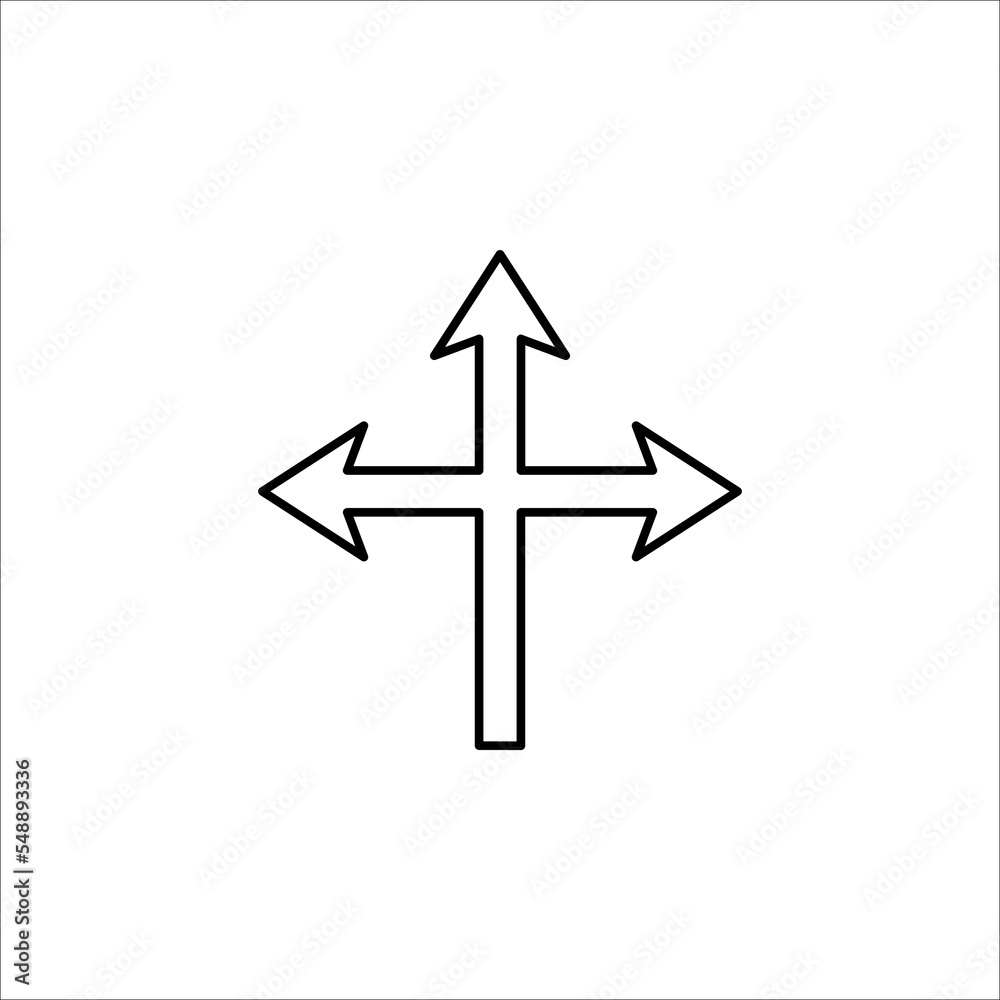 3 arrow way line icon. Simple outline style. Choice, option, pathway, opportunity, logo, split, road, choose, three concept. Vector illustration on white background. 3 arrow way line icon. Simple outline style. Choice, option, pathway, opportunity, logo, split, road, choose, three concept. Vector illustration on white background.
