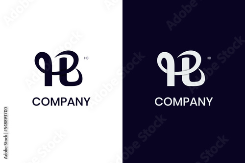 letter HB or BH initial lettering logo design for abstract identity business name