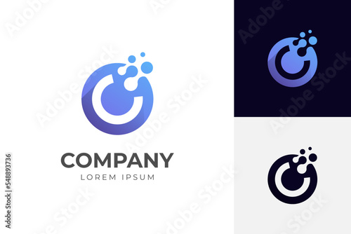 initial Letter c with dots logo icon design for technology brand identity design