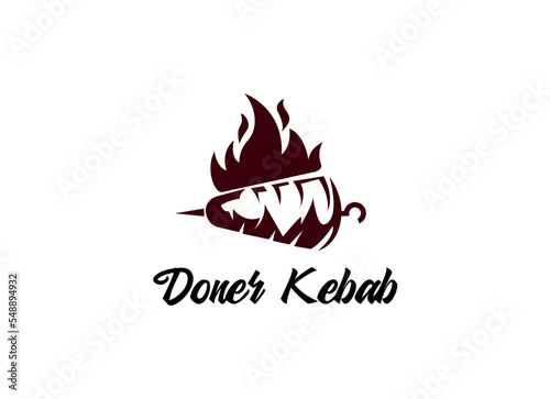 Swawarma kebab logo design template. Turky traditional food kebab. 