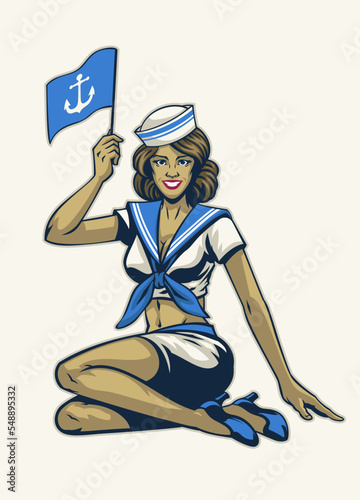 sexy sailor women pose in pin up style