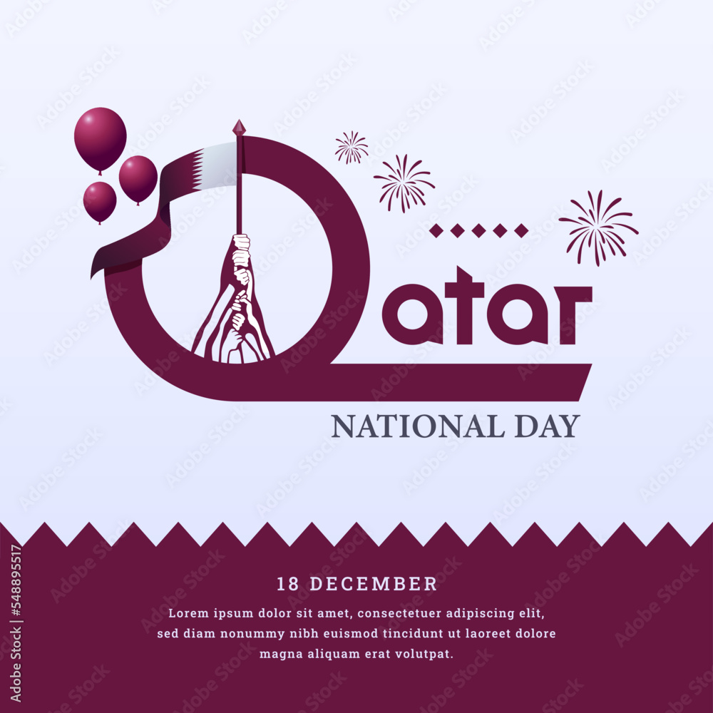 qatar national day greeting design, december 18th. qatar national day