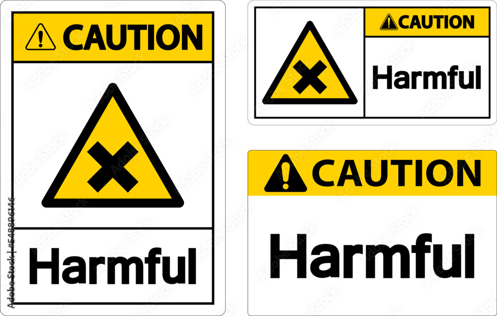 Harmful Caution Sign On White Background