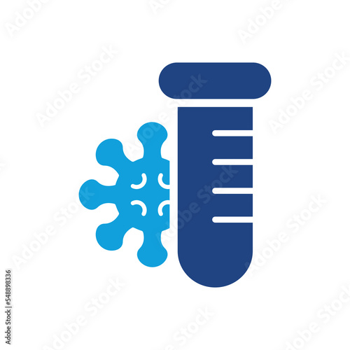 Medical Examination for Disease. Flu, Coronavirus Analysis for Laboratory. Blood Test Tube and Virus Bacteria Color Pictogram. Covid Pcr Test Silhouette Icon. Isolated Vector illustration