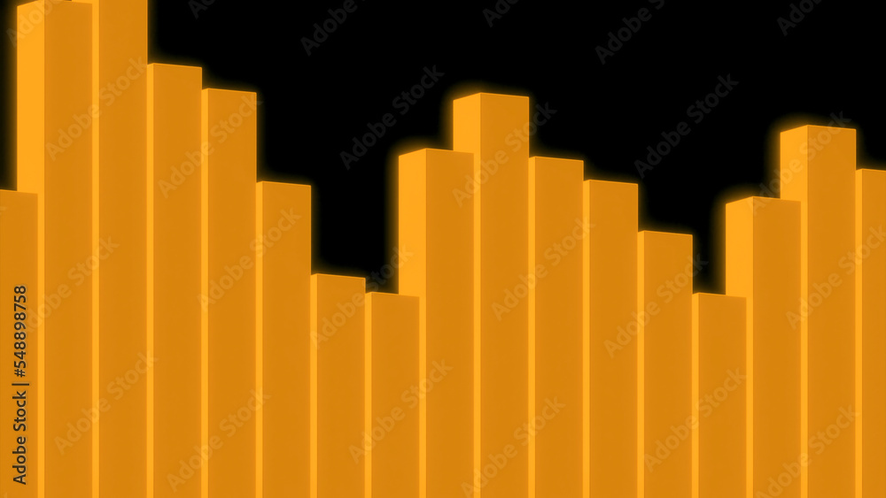 Fototapeta premium Speaker equalizer. Design. Colorful columns of 3D lines move to beat of music. Cubic equalizer on black background