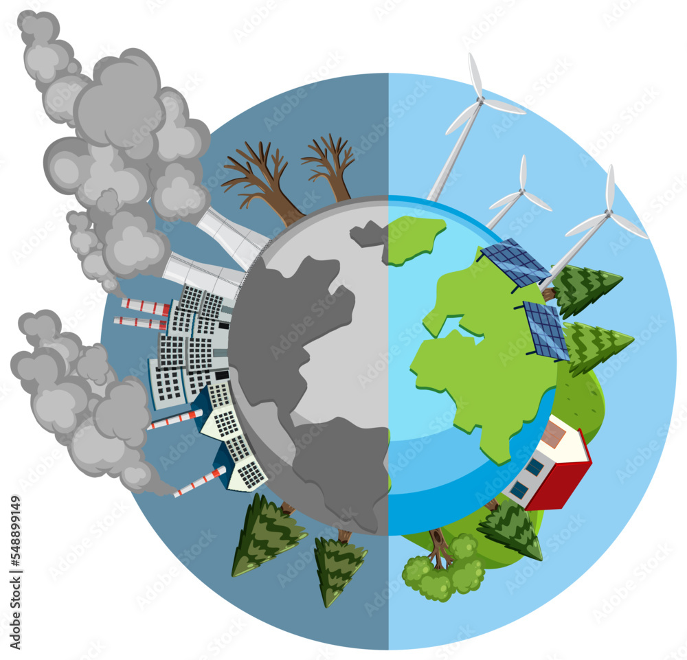 Naklejka premium Global warming from pollution gas