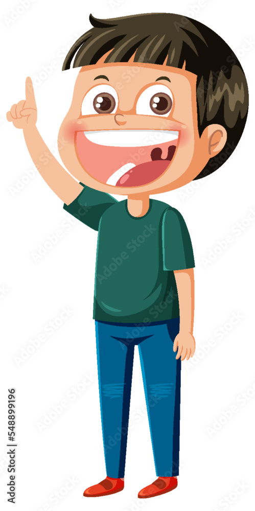 A boy pointing finger cartoon character A boy pointing finger cartoon character