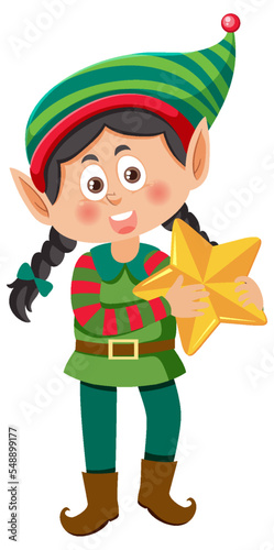 Christmas elf girl cartoon character