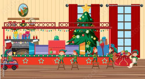 Elves making Christmas presents
