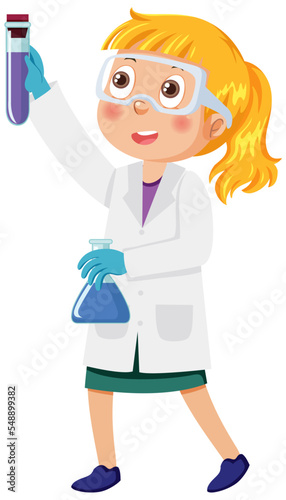 Cute scientist girl cartoon character