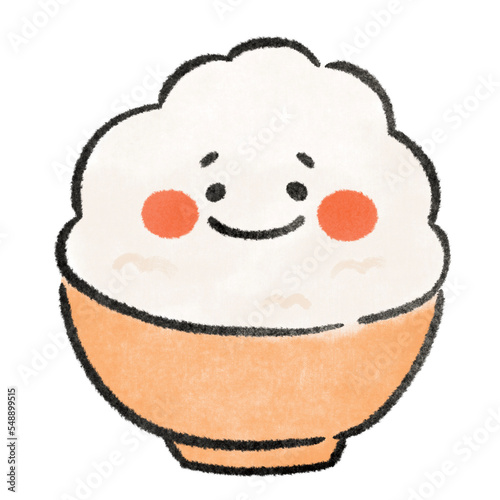 シンプルでかわいいご飯の手描きイラスト素材