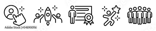 Conjunto de icono de auditoría empresarial. Estrategia de negocio, éxito, trabajo en equipo, diploma. Ilustración vectorial