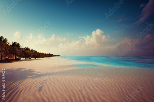 Tropical paradise island, Sky meeting the Beach, Blue sea  photo