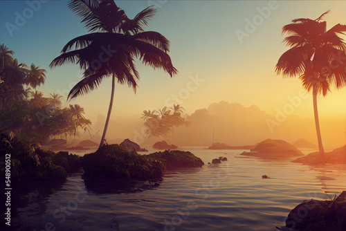 Sunset over the sea, Beaiutiful Environment, sunny Days, Glowing Environment photo