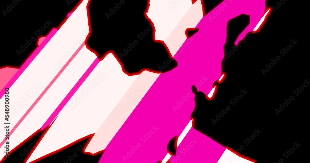 3d rendering with pink and white warped lines