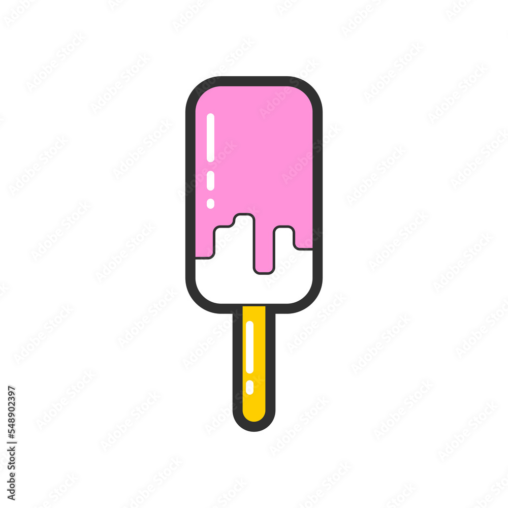 Trendy fashion patch or badge of ice cream illustration. Cute ice cream sticker. Style, embroidery concept Trendy fashion patch or badge of ice cream illustration. Cute ice cream sticker. Style, embroidery concept