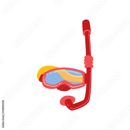 Mask with snorkel for swimming illustration. Mask with snorkel for trip to sea isolated on white background. Summer, recreation concept