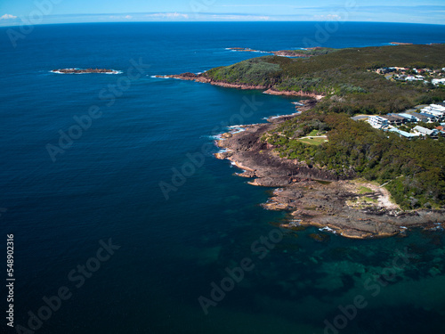 above, aerial, amazing, australia, australian, background, before and after, birds eye, blue, bright, calm, clean, clear, contrast, drone, early, east coast, fingal bay, golden, golden hour, green, ha