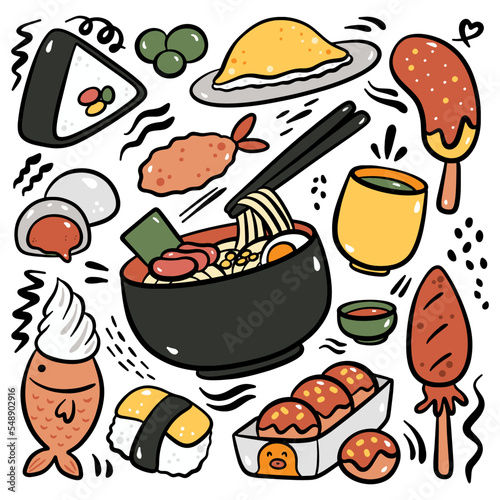 hand drawn Japanese food doodle element