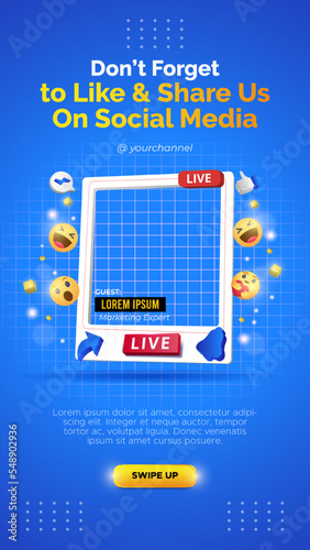 Promotion of facebook accounts on instagram stories premium vector
