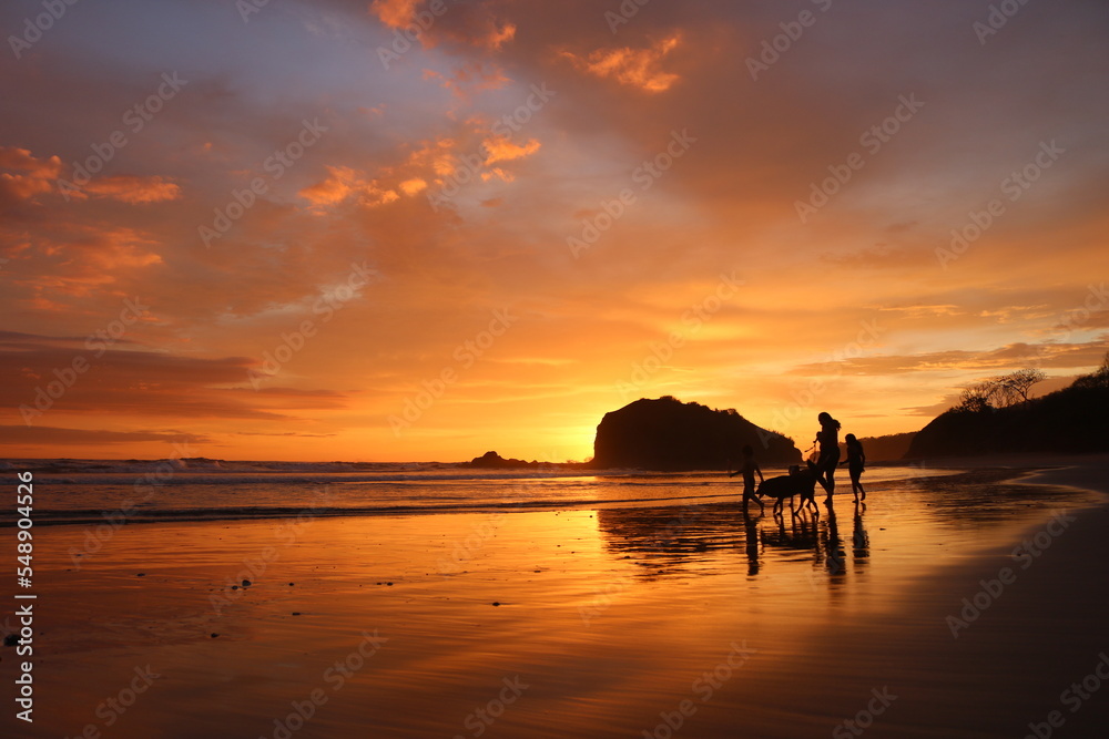 sunset on the beach en playa grande Costa Rica 