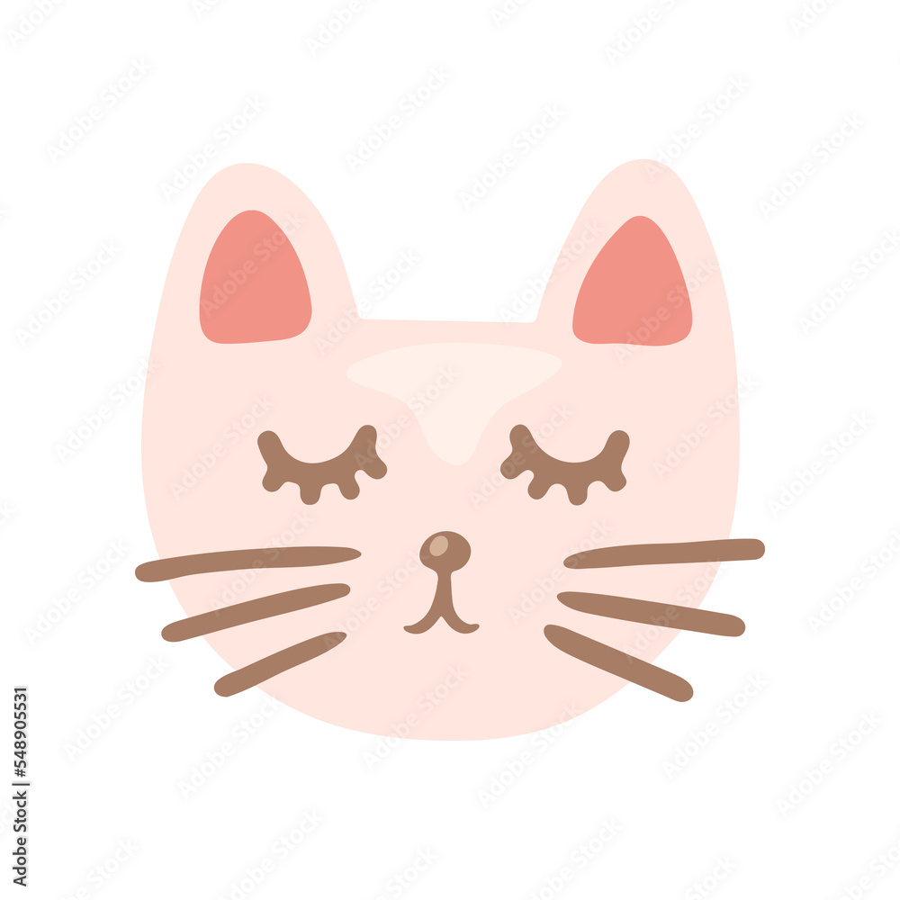 Fototapeta premium Nursery toy cat in Boho style vector illustration. Toy cat for newborn babies isolated on white background. concept