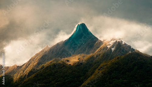 Mountain in Newzealand with cloudy sky