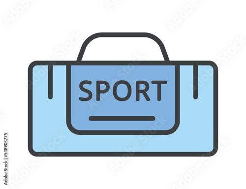 Color sport bag icon. Poster or banner for website, graphic element for programs and applications. Sports and fitness, active lifestyle. Inventory for training. Cartoon flat vector illustration