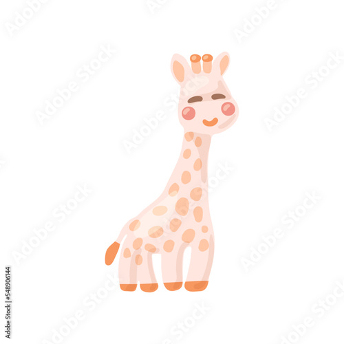 Nursery toy giraffe in Boho style vector illustration. Toy giraffe for newborn babies isolated on white background. concept