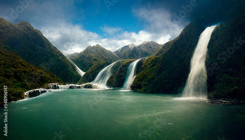 Beautiful mountain waterfalls in forest