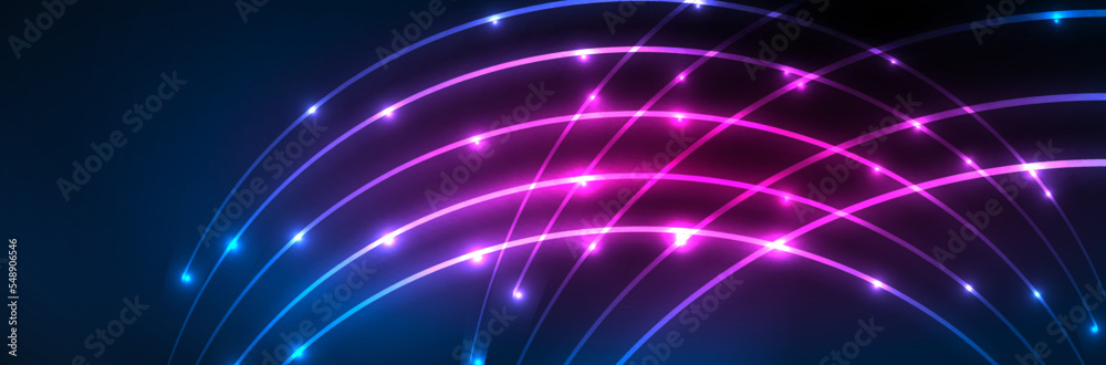 Neon glowing fluid wave lines, magic energy space light concept. Vector illustration for wallpaper, banner, background, leaflet, catalog, cover, flyer Neon glowing fluid wave lines, magic energy space light concept. Vector illustration for wallpaper, banner, background, leaflet, catalog, cover, flyer