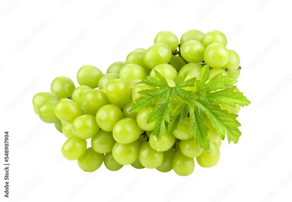 Green grape with leaves isolated on transparent png Green grape with leaves isolated on transparent png