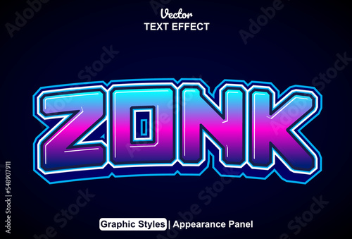 zonk text effect with graphic style and editable. photo