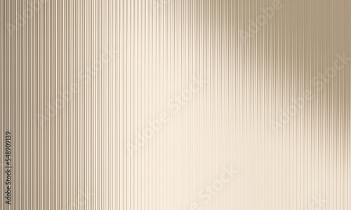 Modern and minimal reeded glass partition in sunlight on beige gold colored wall background for luxury, organic, beauty, cosmetic product display