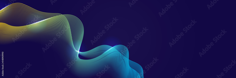 Blue yellow orange abstract background with glowing wave. Shiny moving lines design element. Modern gradient flowing wave lines. Futuristic technology concept. Vector illustration Blue yellow orange abstract background with glowing wave. Shiny moving lines design element. Modern gradient flowing wave lines. Futuristic technology concept. Vector illustration