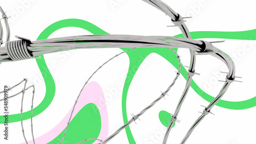 White background. Design.A green shade flying over a light background along with an iron chain in the animation.