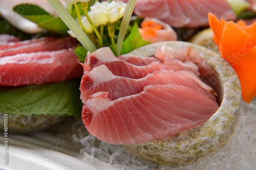 various parts of tuna sashimi