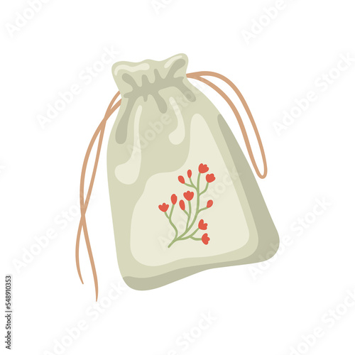 Incense bag for house decoration vector illustration. Cute home diffusers with flower scent isolated on white background. Aromatherapy, relaxation, comfort concept.