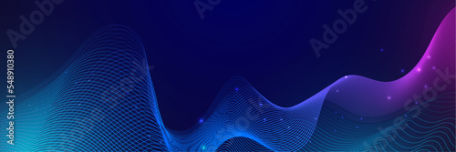 Abstract vector wave line flowing blue and pink purple gradient color isolated on black background for design elements in concept technology, music, science, A.I, tech banner