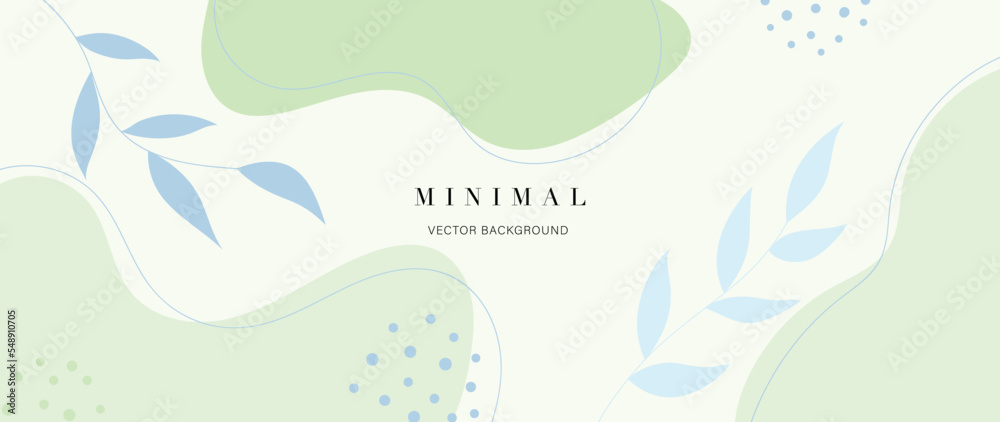 Minimal abstract background vector illustration. Soft earth tone pastel color organic shape, dot pattern, curve lines, leaf branch. Design for wall art, print, poster, home decor, cover, wallpaper.