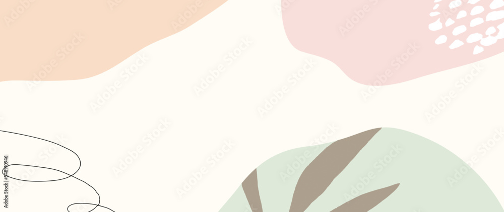 Minimal abstract background vector illustration. Soft earth tone pastel color organic shape with dotted pattern and curve line art. Design for wall art, print, poster, home decor, cover, wallpaper.