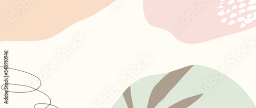 Minimal abstract background vector illustration. Soft earth tone pastel color organic shape with dotted pattern and curve line art. Design for wall art, print, poster, home decor, cover, wallpaper.