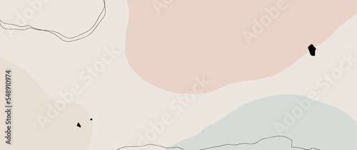Minimal abstract background vector illustration. Soft earth tone pastel color organic shape with dotted pattern and curve line art. Design for wall art, print, poster, home decor, cover, wallpaper.