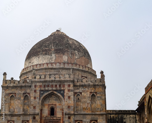 Mughal Architecture inside Lodhi Gardens, Delhi, India, Beautiful Architecture Inside Three-domed mosque in Lodhi Garden is said to be the Friday mosque for Friday prayer, Lodhi Garden Tomb