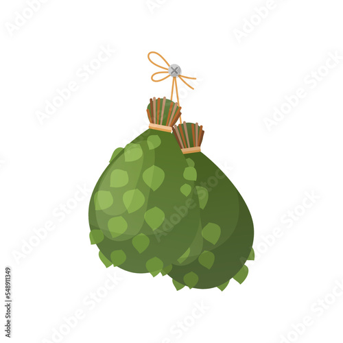 Old Russian switches of green birch twigs vector illustration. Farm house interior, rural kitchen element isolated on white background. Russia, culture concept.